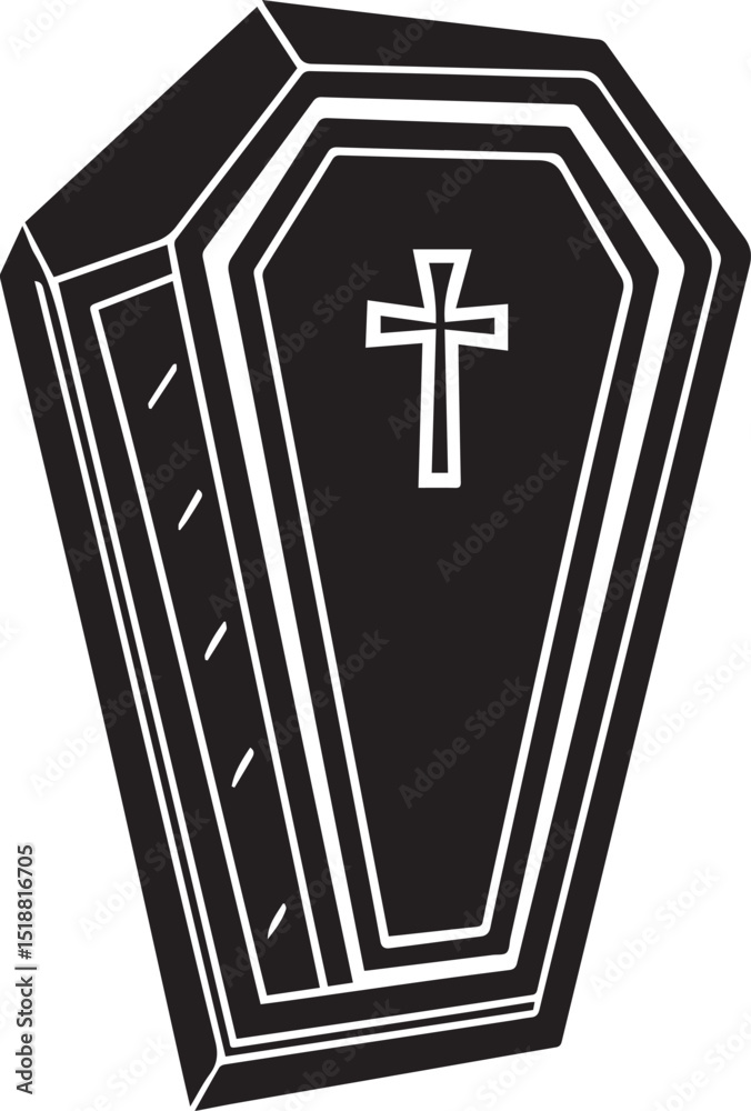 Obraz premium a coffin vector illustration, coffin logo vector, coffin on a white background