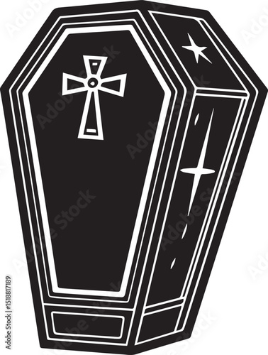 a coffin vector illustration, coffin logo vector, coffin on a white background