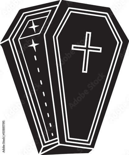 a coffin vector illustration, coffin logo vector, coffin on a white background