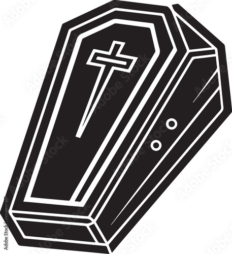 a coffin vector illustration, coffin logo vector, coffin on a white background