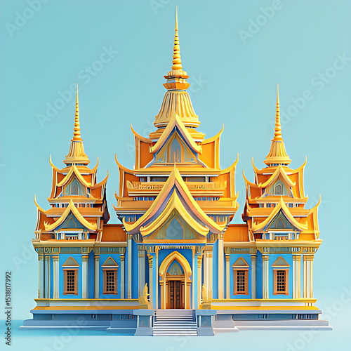 Wallpaper Mural 3D icon of a golden temple in Thailand Torontodigital.ca