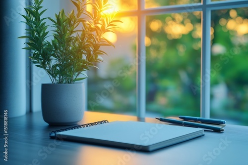 Peaceful Home Office Workspace with Natural Light and Greenery - Boost Productivity and Creativity