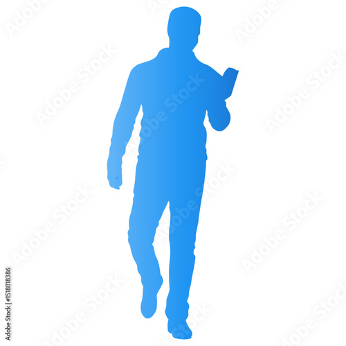Silhouette of Person Reading a Book. Vector Gradient Art
