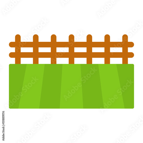 wooden fence and green grass icon