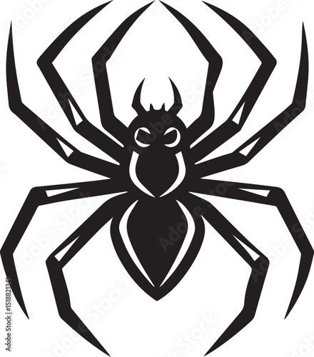 black halloween spider vector, spider vector logo, spider on a white background