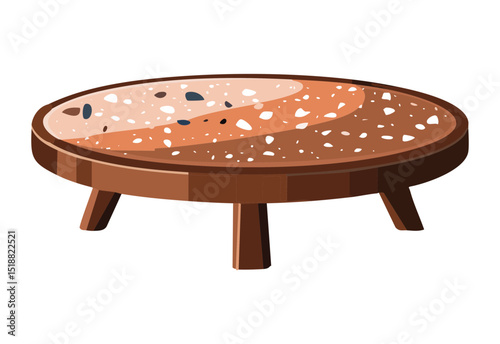 Stylish Brown Terrazzo Oval Coffee Table