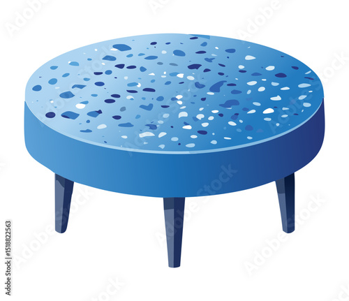 Vibrant Blue Terrazzo Round Coffee Table