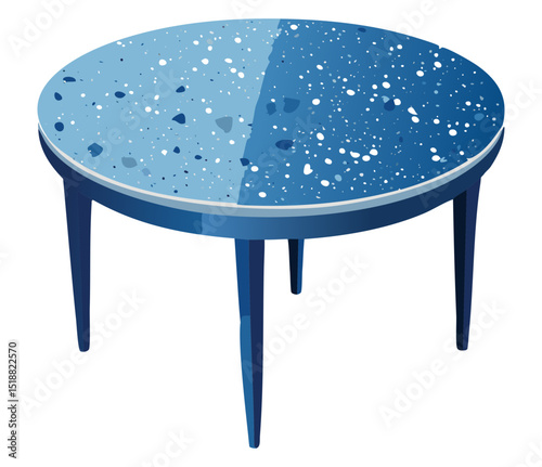 Modern Blue Terrazzo Round Coffee Table