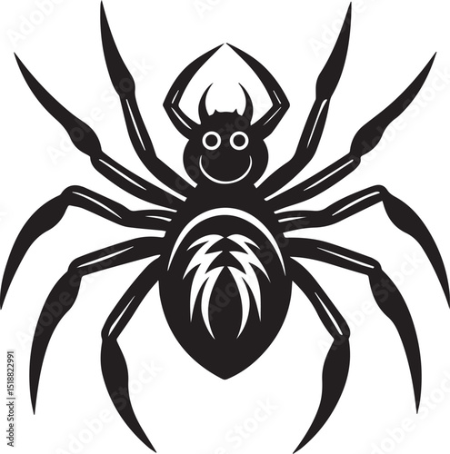 black halloween spider vector, spider vector logo, spider on a white background