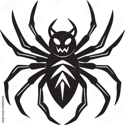 black halloween spider vector, spider vector logo, spider on a white background
