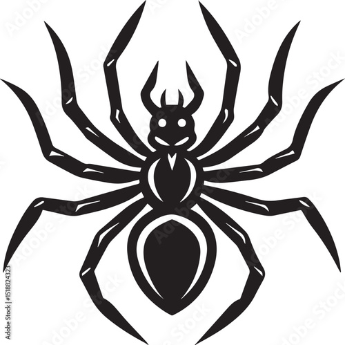 black halloween spider vector, spider vector logo, spider on a white background