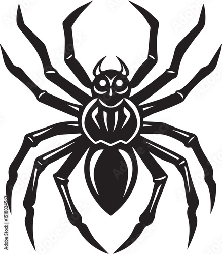 black halloween spider vector, spider vector logo, spider on a white background