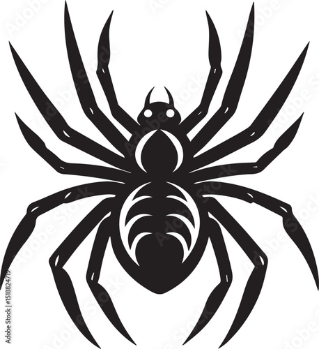 black halloween spider vector, spider vector logo, spider on a white background
