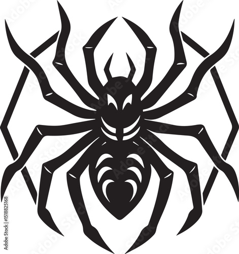 black halloween spider vector, spider vector logo, spider on a white background