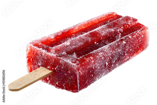 Delicious red popsicle, fruity frozen treat, refreshment on a transparent Background