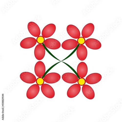 Red orchid on white background. Vector illustration 