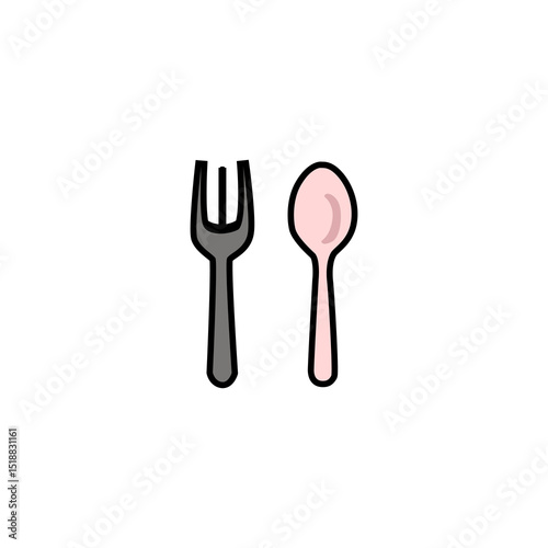 Spoon and Fork Icon – Flat Dining Utensils Symbol