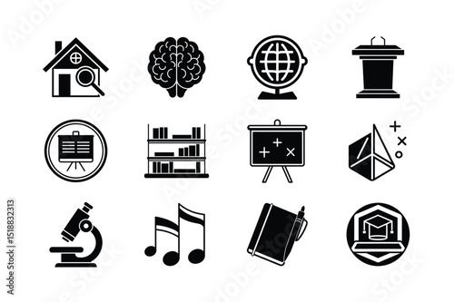 Education and School Solid Icon Set