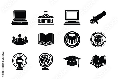 Education and School Solid Icon Set