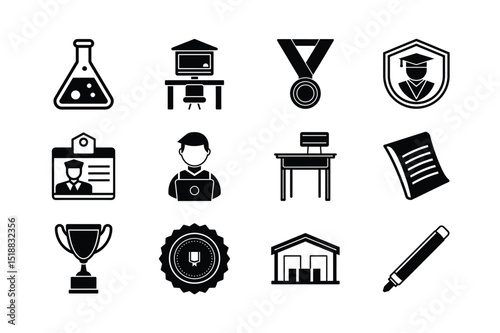 Education and School Solid Icon Set