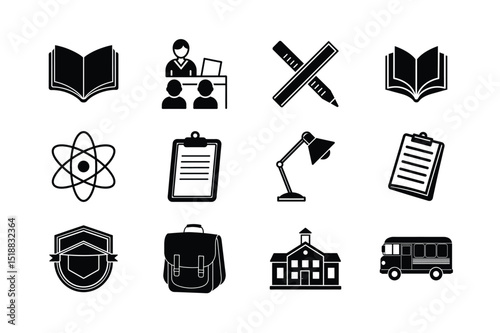 Education and School Solid Icon Set
