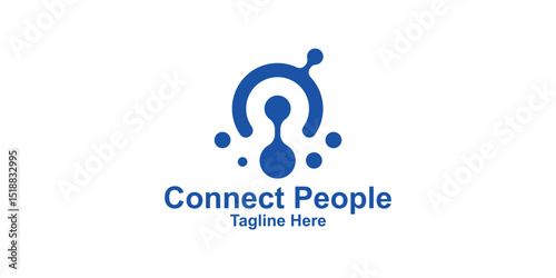 logo design combination people and connect tech,modern,symbol,creative,idea.