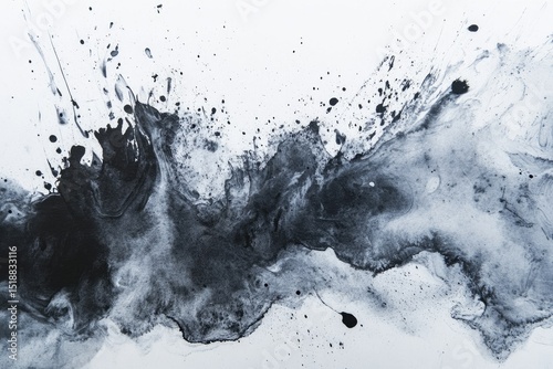 Abstract ink splatter art on white background