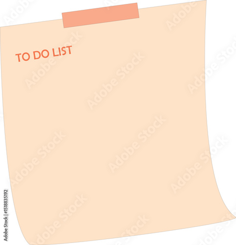 Blank To Do List Sticky Note Vector Illustration – Minimal Planner Template for Tasks, Schedule, Memo, and Productivity Reminders