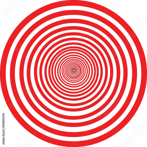 Red Concentric Spiral Hypnosis Optical Illusion Vector – Abstract Circular Design for Backgrounds, Art, and Visual Effects
