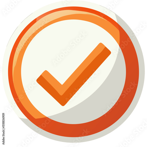 Orange checkmark icon on white and orange circle on a black background design