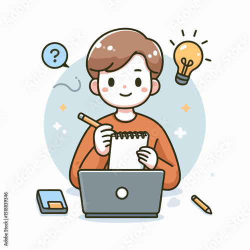 vector illustration of a person taking notes