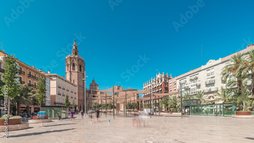 Panoramic timelapse hyperlapse of Plaza de la Reina in Valencia, Spain.