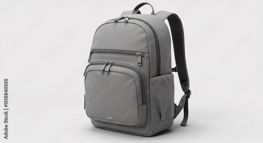 Fototapeta premium Stylish Grey Backpack Mockup: Modern and Versatile Travel Bag Design