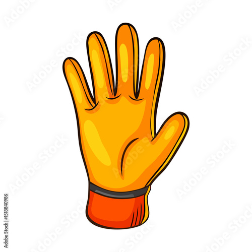 Vibrant Orange Protective Work Glove Cartoon Illustration