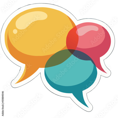 Colorful Graphic Illustration of Speech Bubbles Representing Communication and Conversation