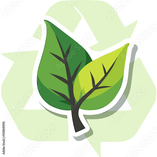 Image representing environmental sustainability, including recycling icon with leaves and nature elements