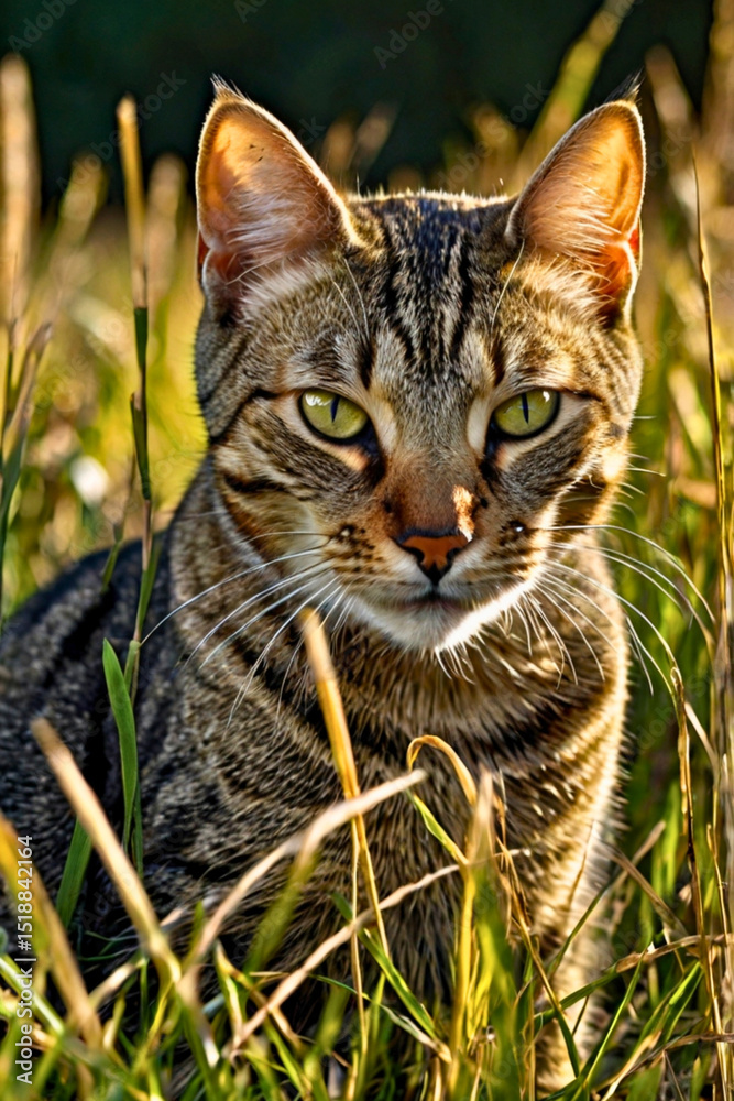 Fototapeta premium Outdoor Cat Hunting Focus