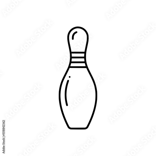 Bowling Pin Outline Icon: Single Isolated Bowling Pin on White Background - Vector Illustration