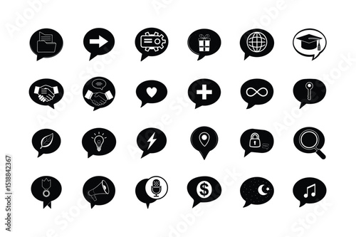 Speech Bubble and Communication Icon Set