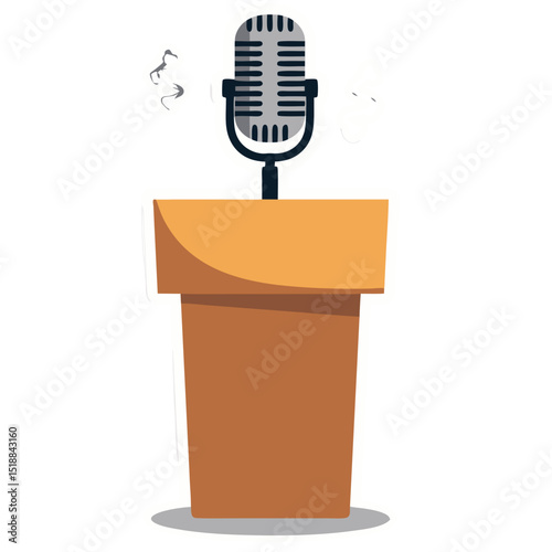 Illustration of a Podium with a Microphone, Symbolizing Public Speaking and Broadcasting