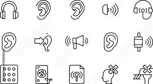 hearing aid line color icon set  hearing problem v (1).eps