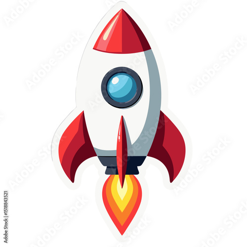 Cartoon rocket ship illustration on a black background for space exploration concepts