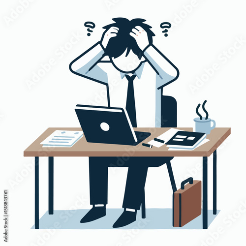 cartoon vector illustration of work stress person