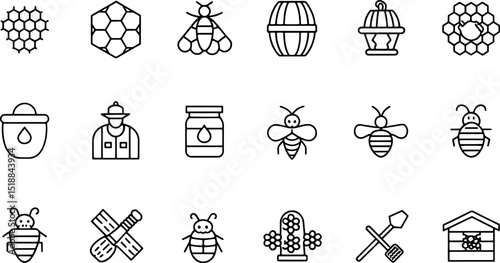 icons related to honeycomb  honey  beekeeper  wax  (1).eps