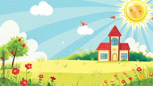 Adorable Cute Kindergarten Background Images: Playful Designs with Colorful Cartoon Characters, Alphabet Blocks, Happy Kids, and Whimsical Nature Scenes in Soft Pastel Hues for Preschool Websites