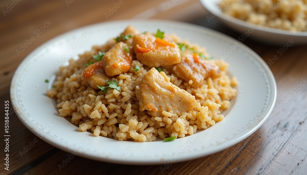 Chicken Fried Rice on a plate. Chicken Fried Rice on a plate.