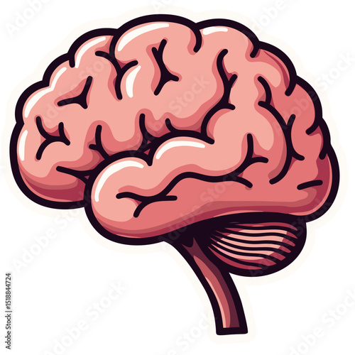 Illustration of a Human Brain Isolated Against a Black Background in Digital Art