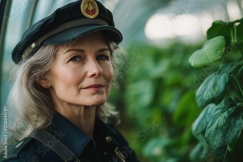 Mature Woman Gardener in Greenhouse Embracing Sustainable Gardening and Nature with Eco-Friendly Horticulture Practices