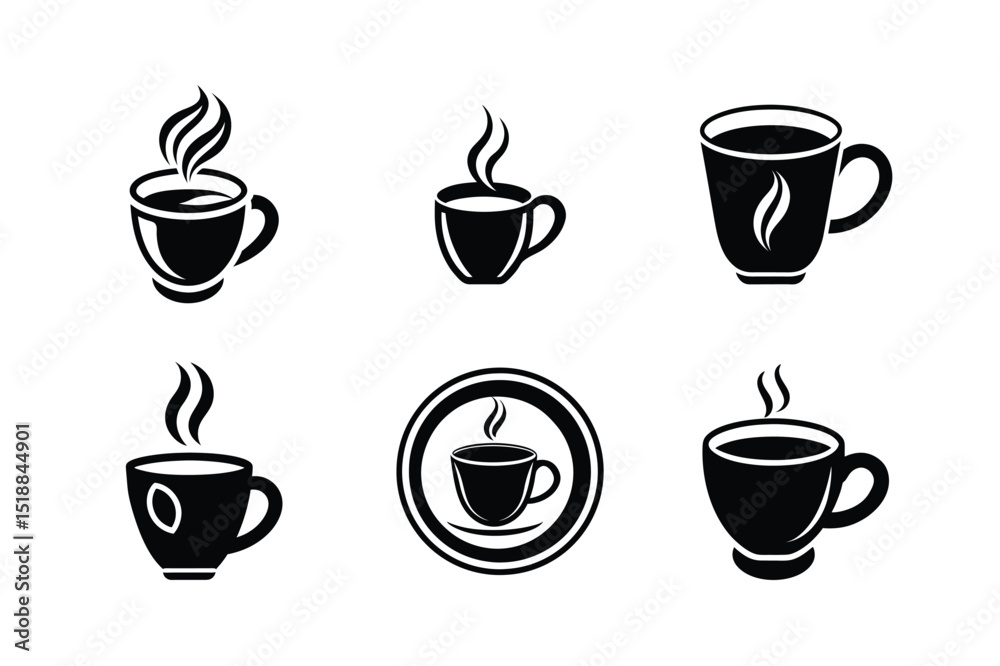 Obraz premium Coffee Cup Silhouette Icon Set