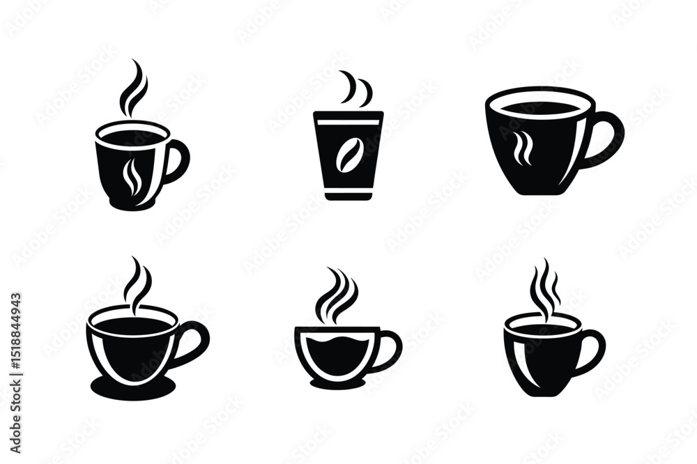 Obraz premium Coffee Cup Silhouette Icon Set